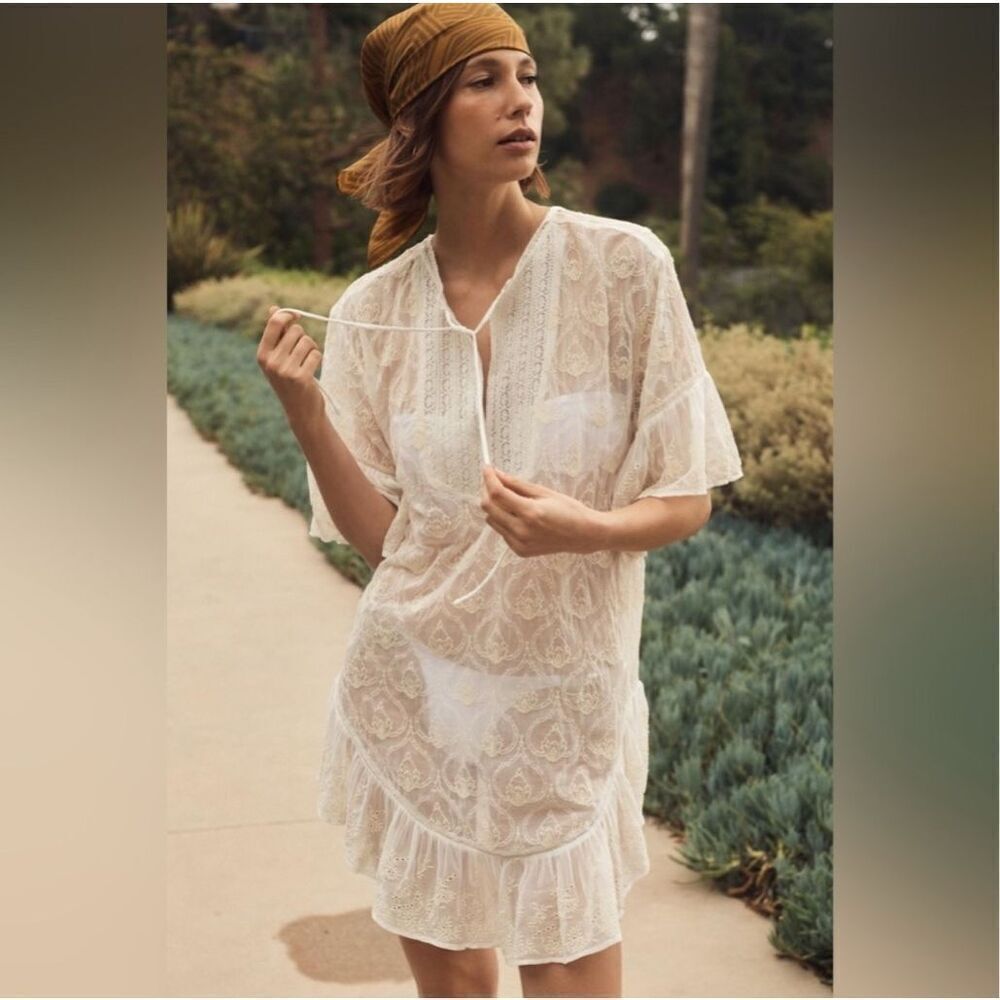Anthropologie The Deco Tunic Dress in white size small - Picture 2 of 6